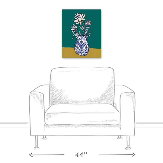 Beige Floral Chinese Vase 16" x 20" Canvas Wall Art